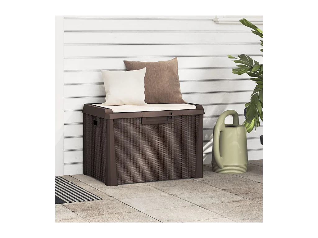 Ladue  Boîte de rangement jardin coussin de siège marron 125 L PP