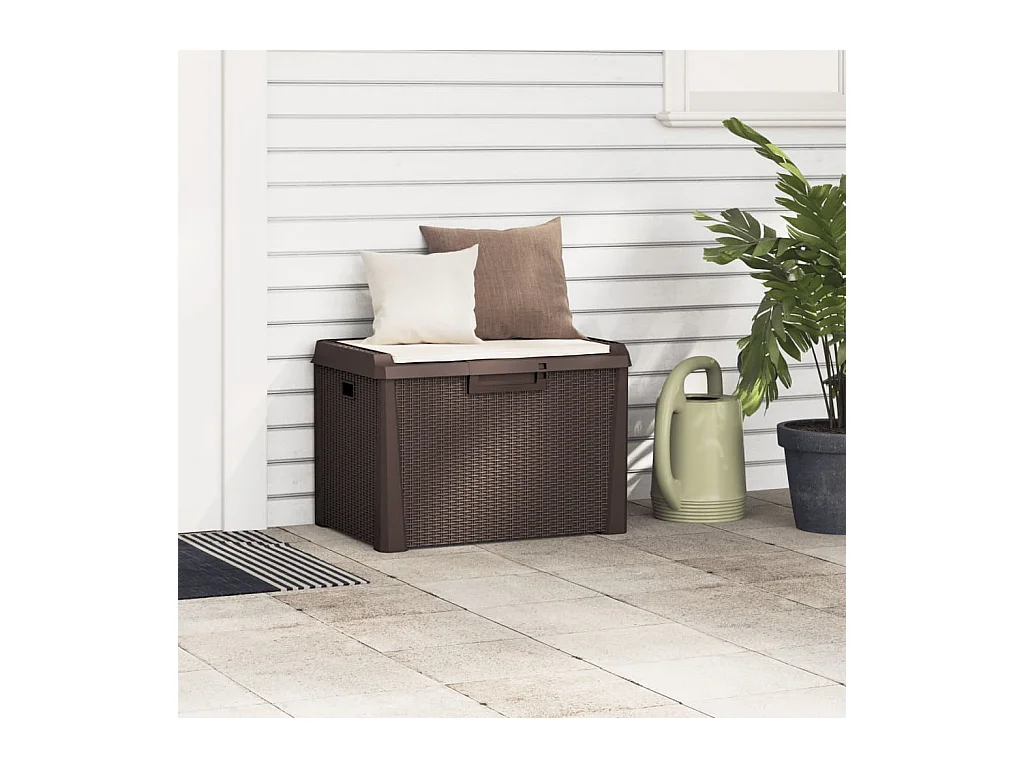 Ladue  Boîte de rangement jardin coussin de siège marron 125 L PP