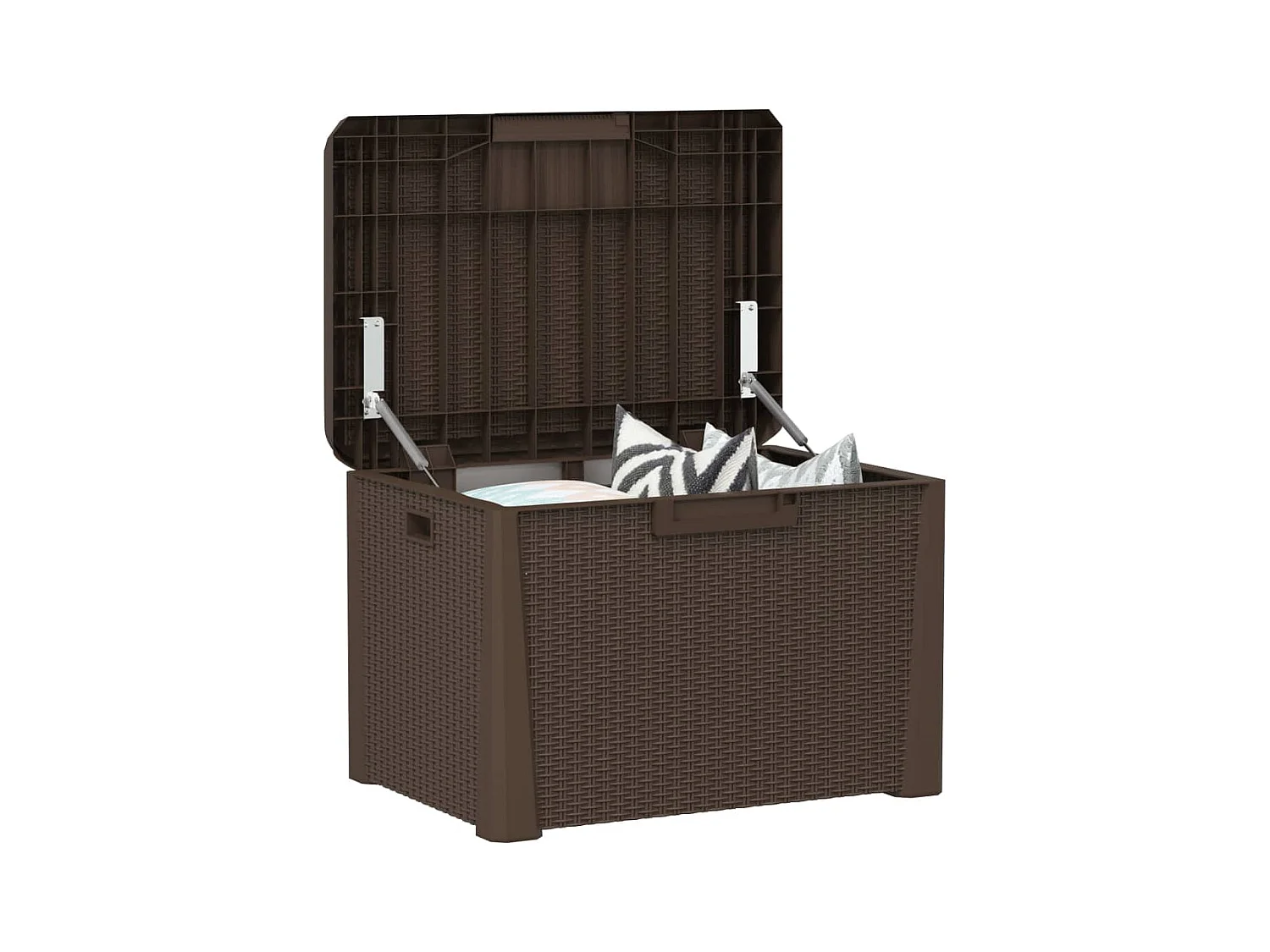 Ladue  Boîte de rangement jardin coussin de siège marron 125 L PP