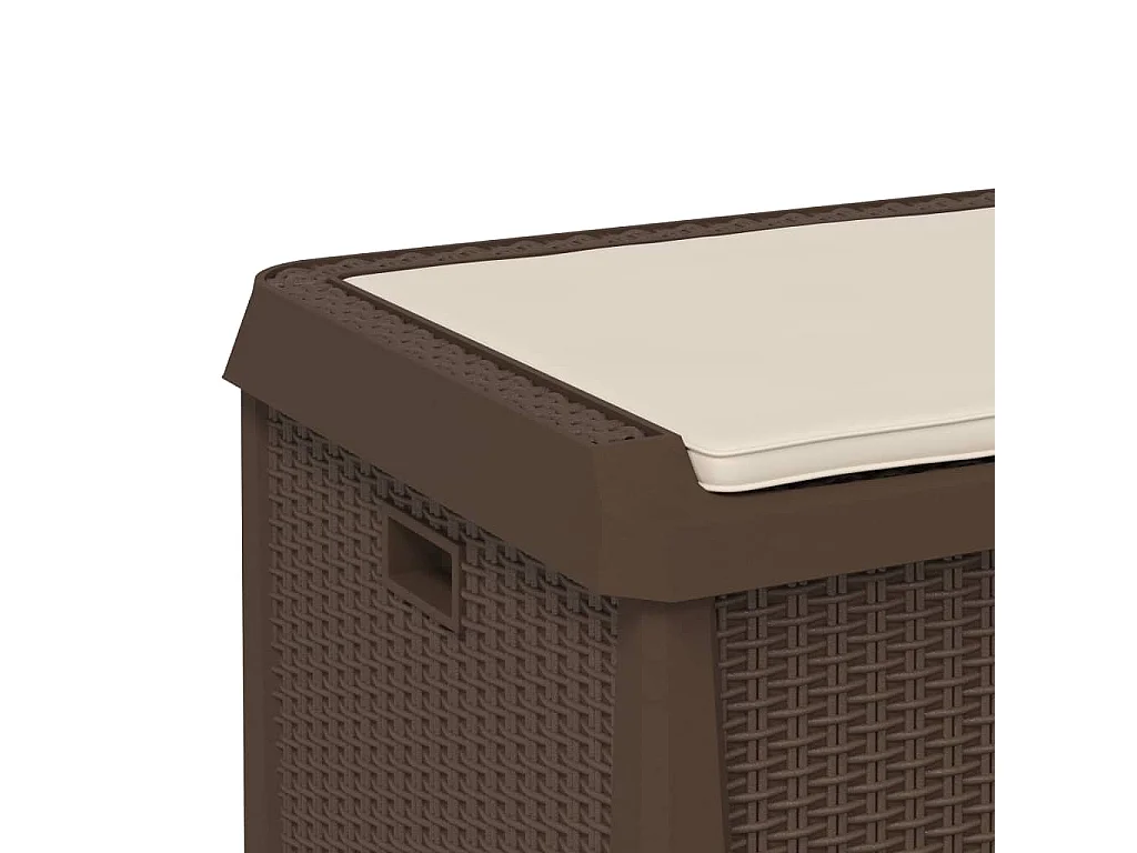 Ladue  Boîte de rangement jardin coussin de siège marron 125 L PP