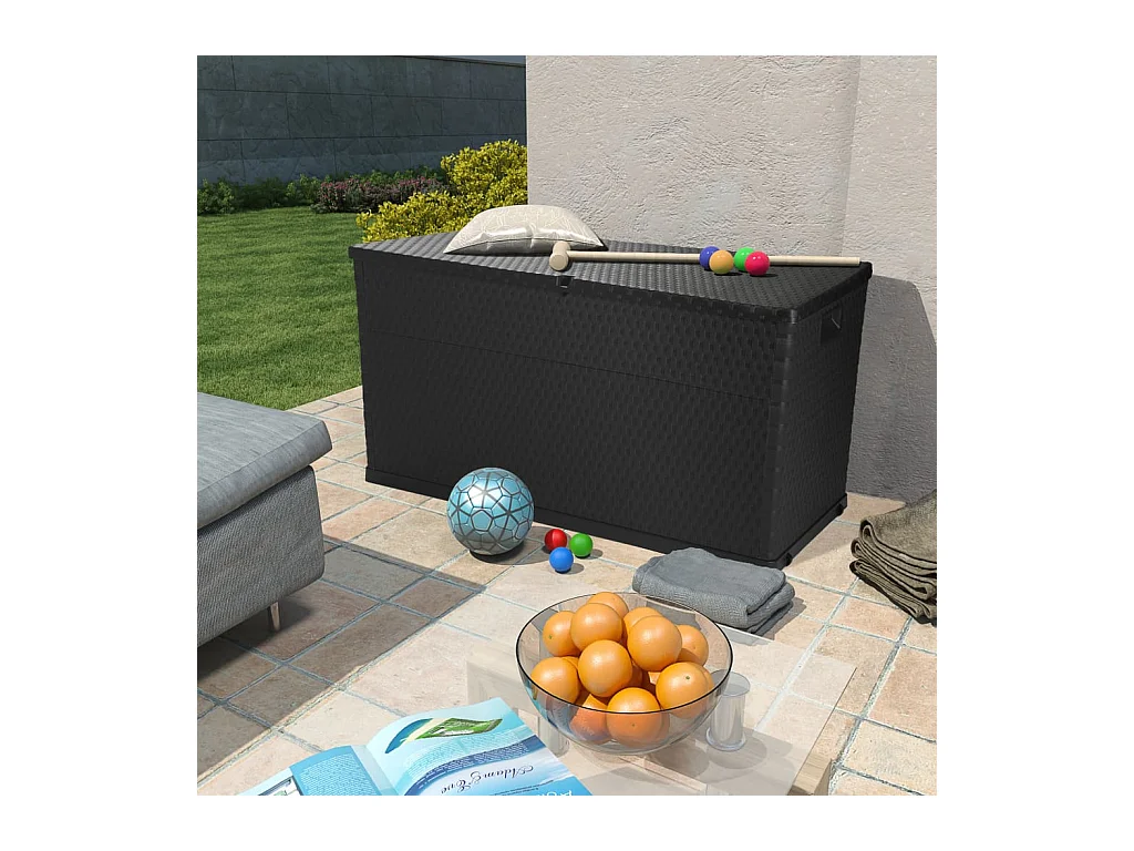 Sophie-Aimée  Caja de almacenamiento de jardín antracita ratán PP 120x56x63cm