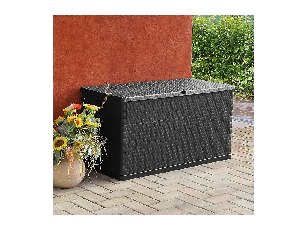 Sophie-Aimée  Caja de almacenamiento de jardín antracita ratán PP 120x56x63cm