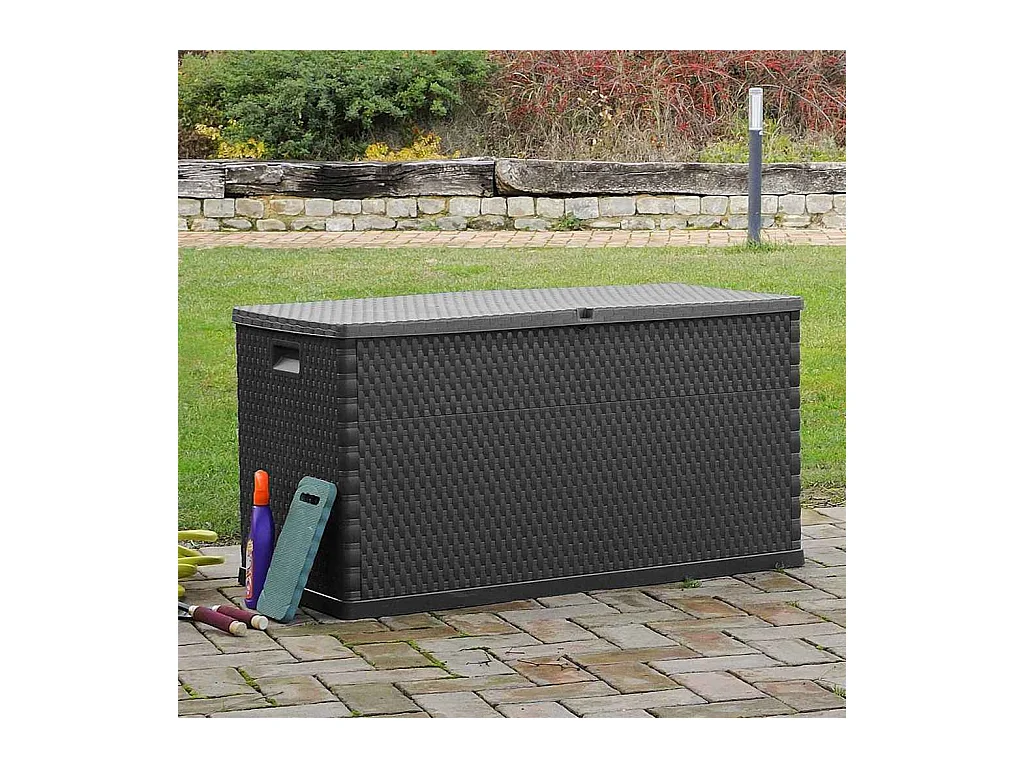 Sophie-Aimée  Caja de almacenamiento de jardín antracita ratán PP 120x56x63cm