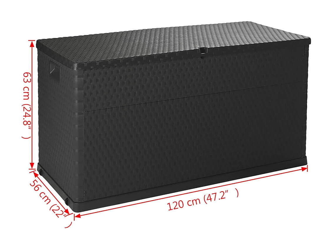 Sophie-Aimée  Caja de almacenamiento de jardín antracita ratán PP 120x56x63cm