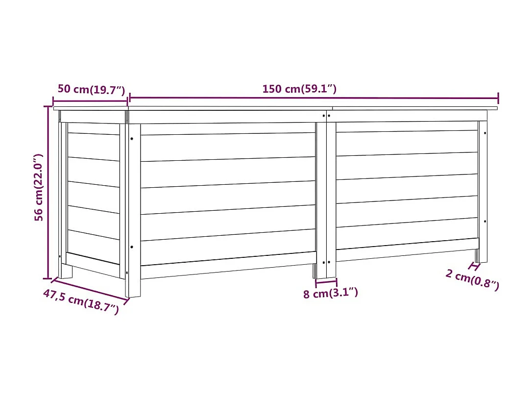 Keegan  Kussenbox 150x50x56 cm massief vurenhout bruin