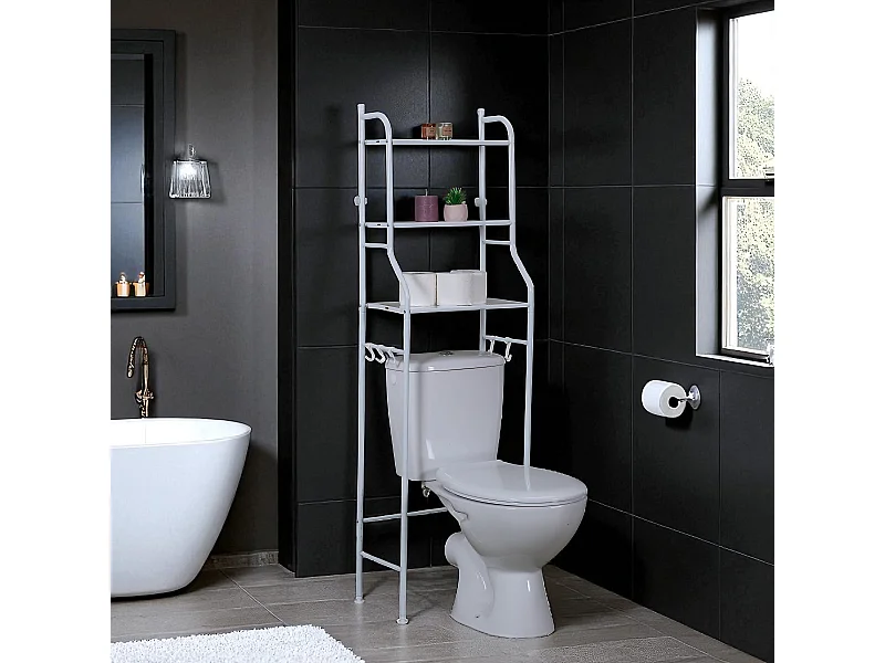 Etagere De Rangement Wc 155x48x25cm Blanc