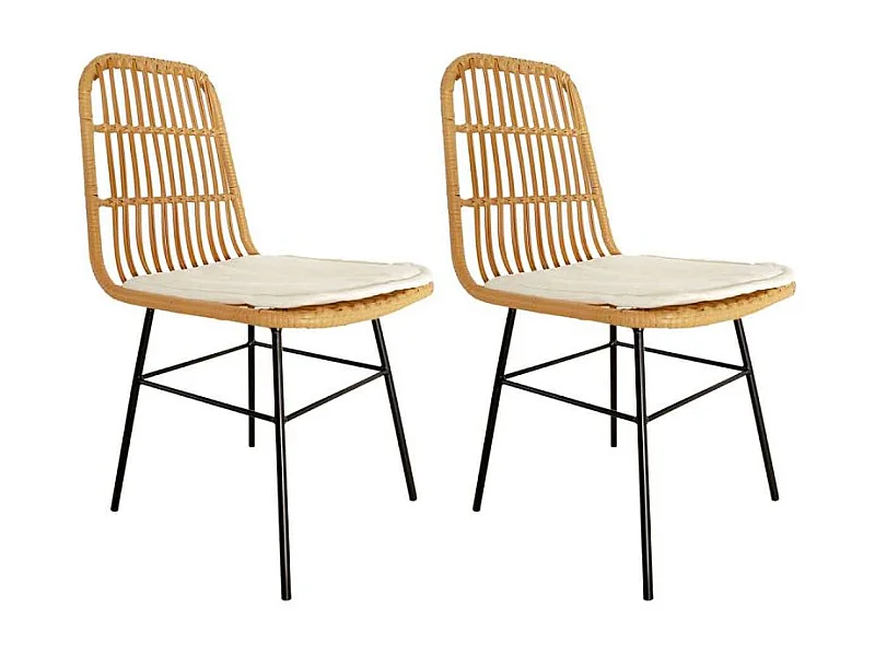 Lot de 2 Chaises Design "Surabaya" 86cm Beige
