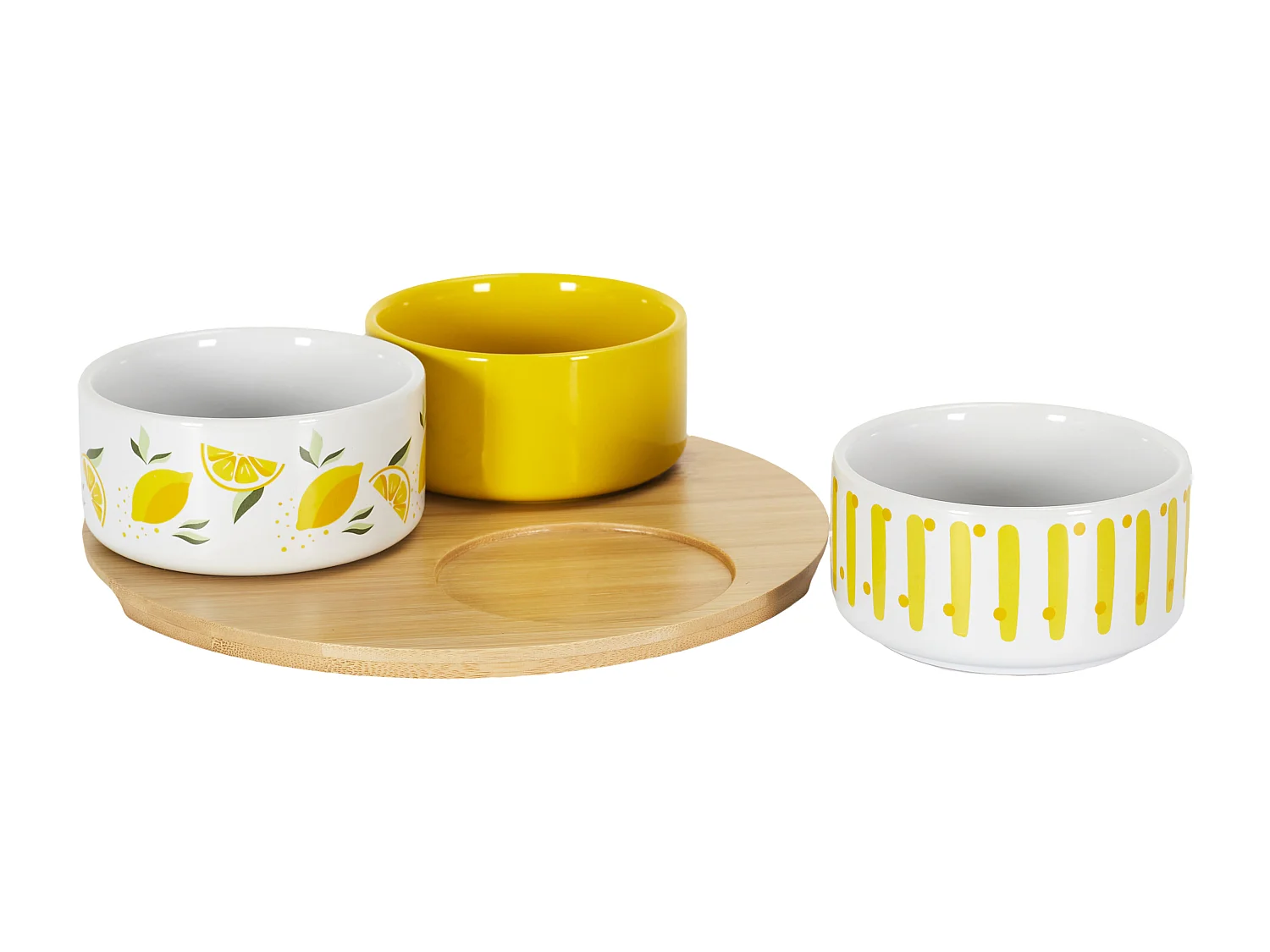 Plateau Apero Bambou Coupelle Jaune, Blanc