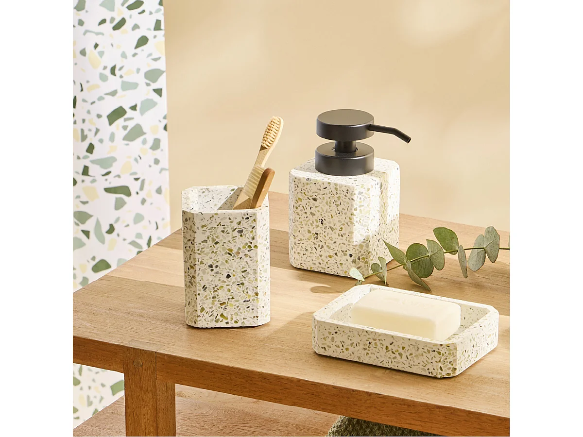 Set salle de bain terrazzo 3 pièces polyrésine vert