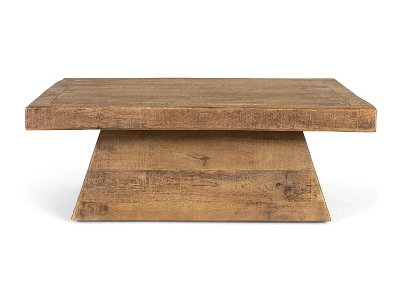 Quadratischer Couchtisch aus massivem Mangoholz, natürliches Finish