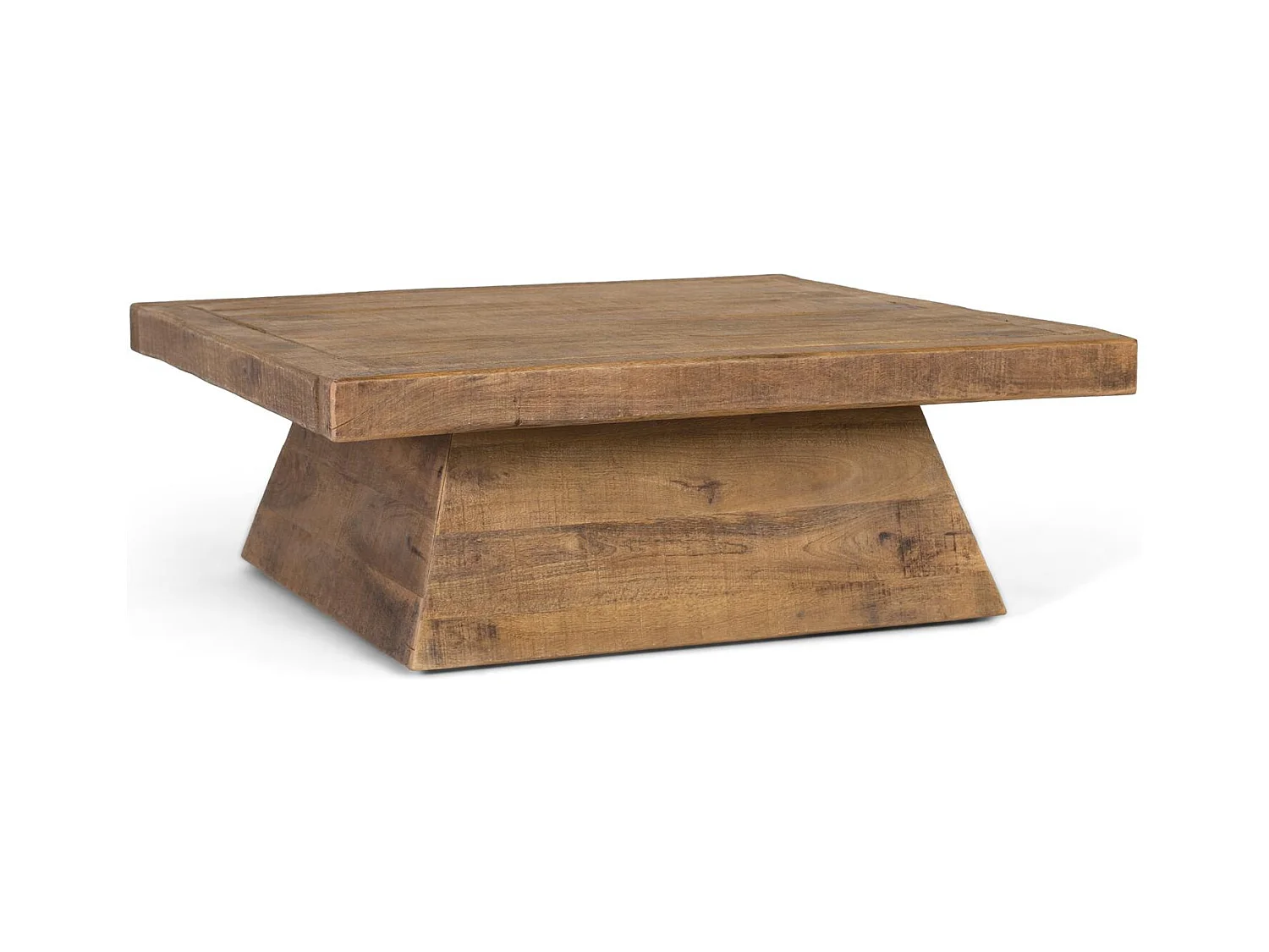 Vierkante salontafel van massief mangohout, natuurlijke afwerking