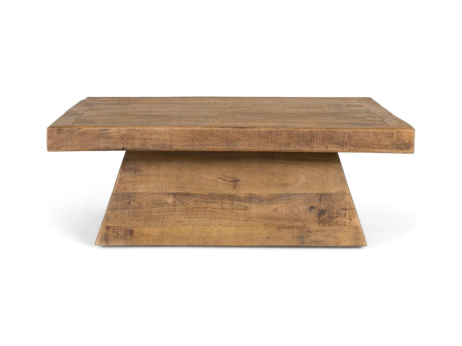 Table basse carrée en bois de manguier massif, finition naturelle