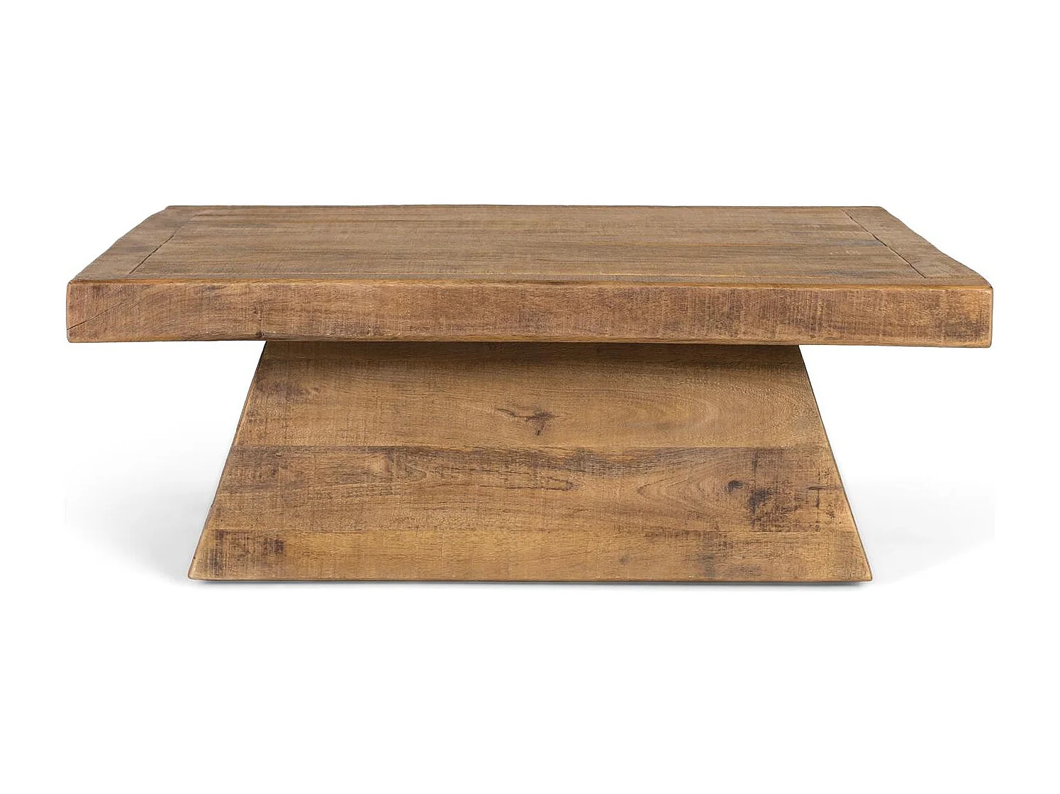 Tafel basse carrée en bois de manguier massief, natuurlijke afwerking