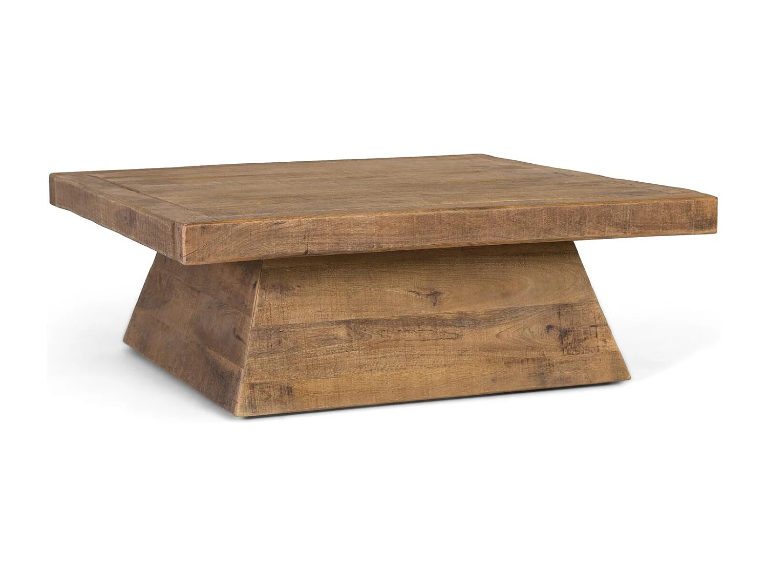 Tafel basse carrée en bois de manguier massief, natuurlijke afwerking