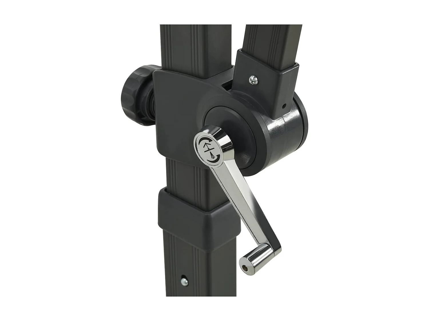 Remko  Parasol de jardin en porte-à-faux et mât et lumières LED noir