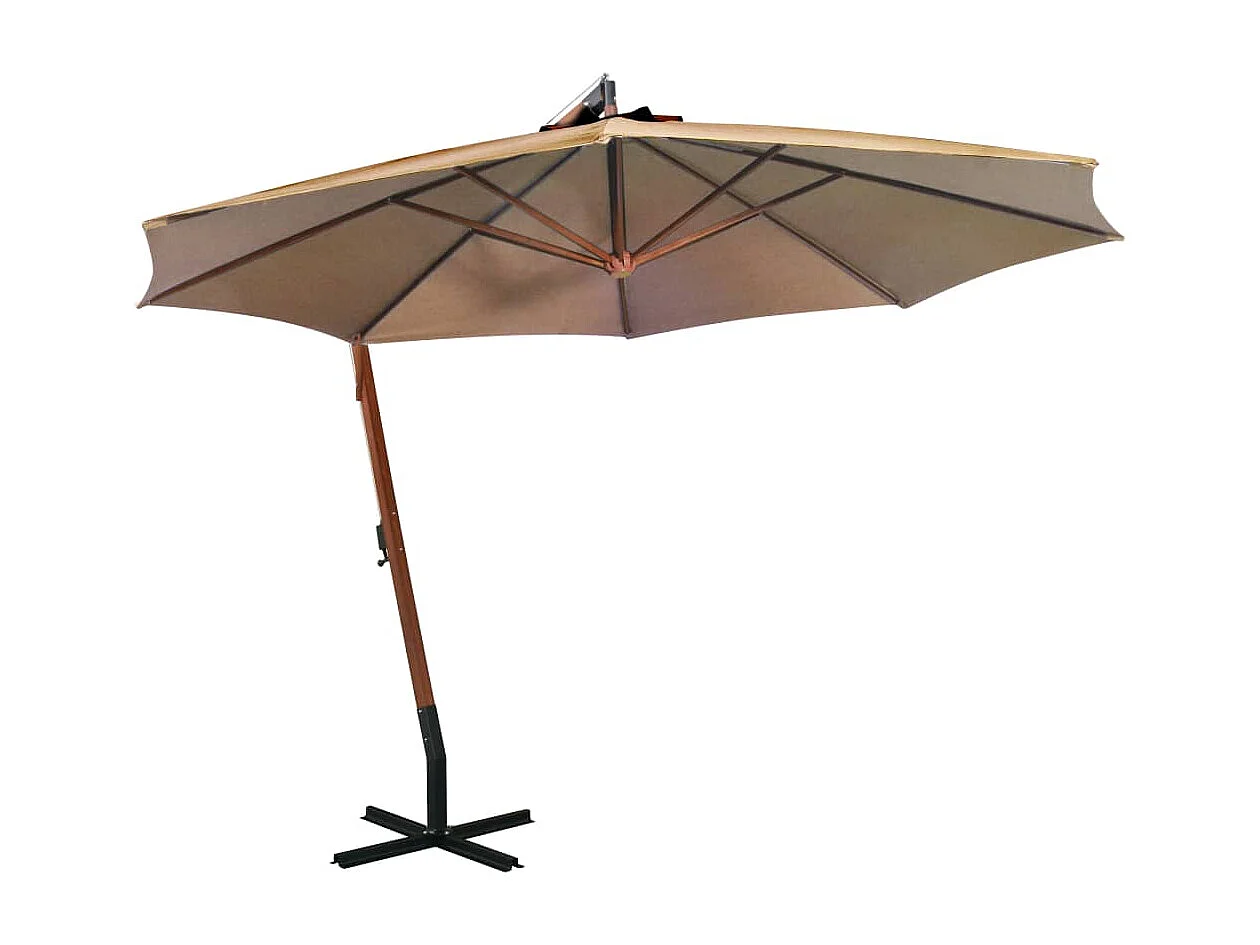 Gryndis  Zweefparasol met paal 3,5x2,9 m massief vurenhout taupe