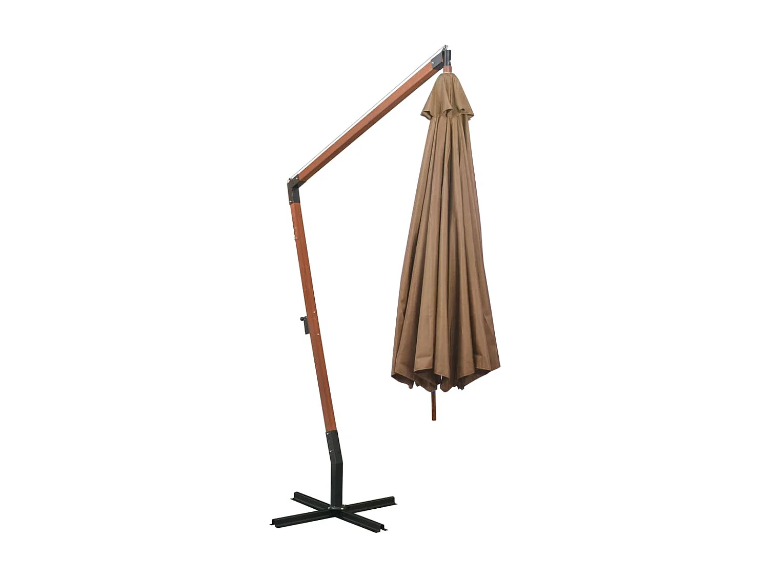 Gryndis  Zweefparasol met paal 3,5x2,9 m massief vurenhout taupe