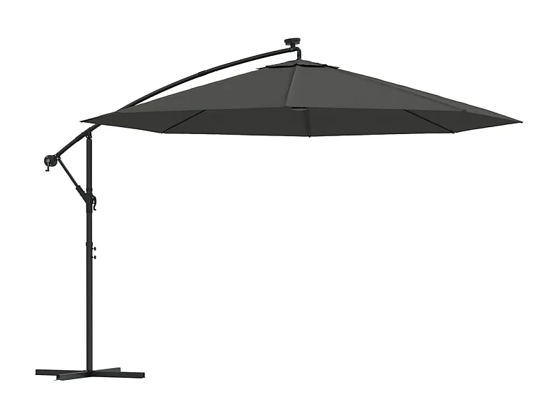 Carrickboy  Parasol de jardin en porte-à-faux et lumières LED mât en métal