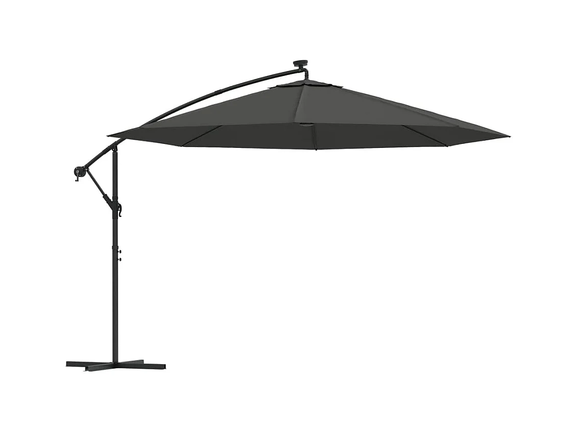 Carrickboy  Parasol de jardin en porte-à-faux et lumières LED mât en métal