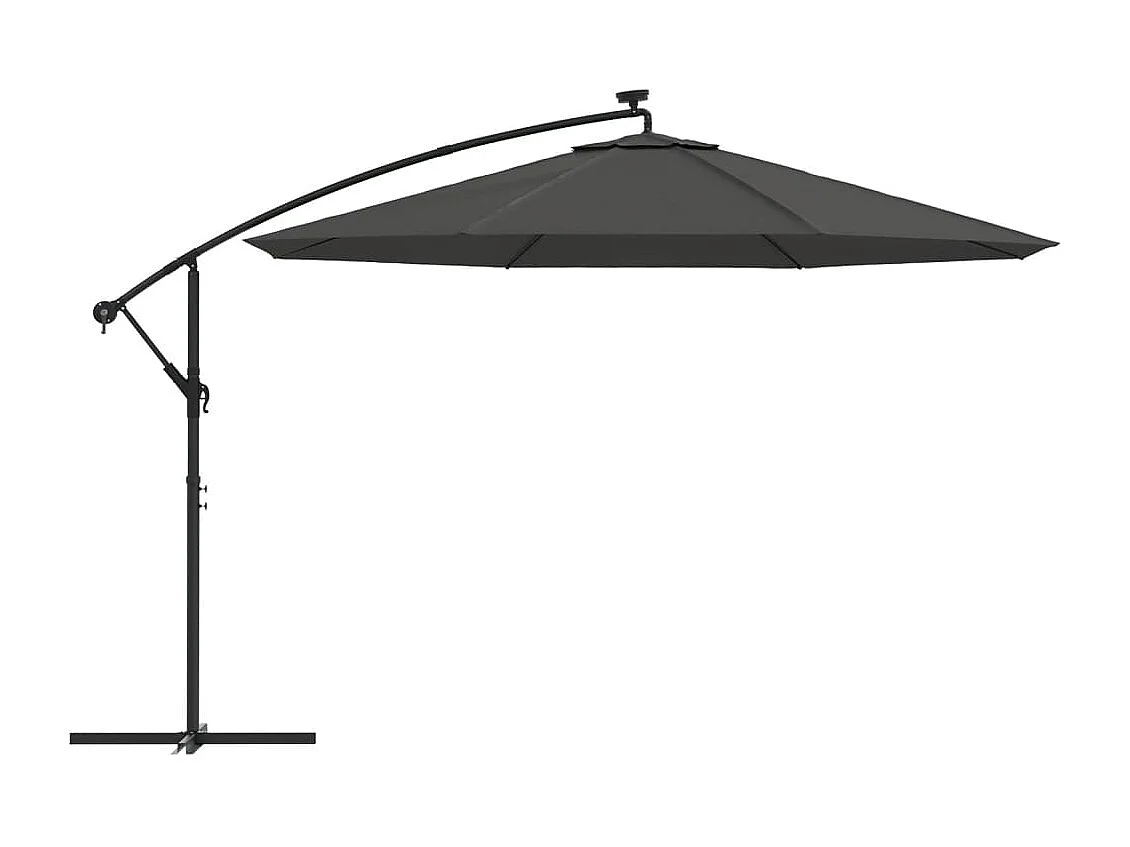 Carrickboy  Parasol de jardin en porte-à-faux et lumières LED mât en métal