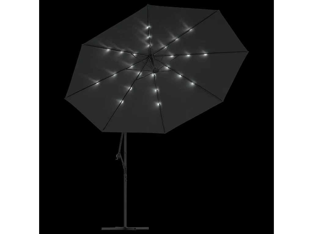 Carrickboy  Parasol de jardin en porte-à-faux et lumières LED mât en métal