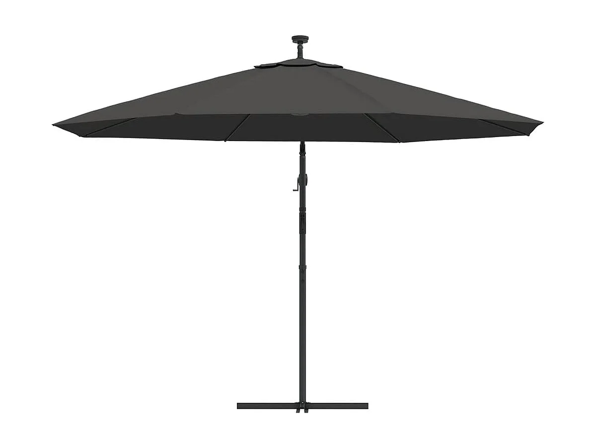 Carrickboy  Parasol de jardin en porte-à-faux et lumières LED mât en métal