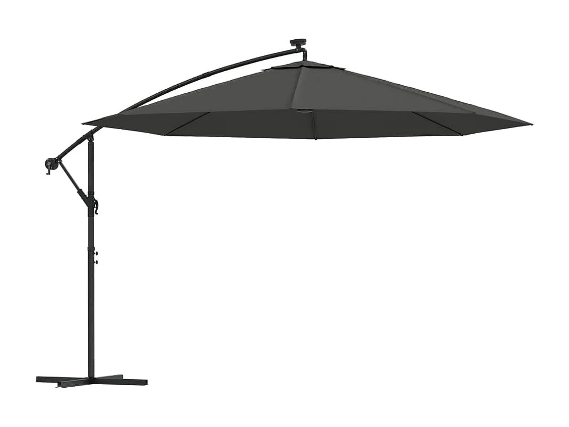 Carrickboy  Sombrilla voladiza luces LED y poste de metal antracita 350 cm