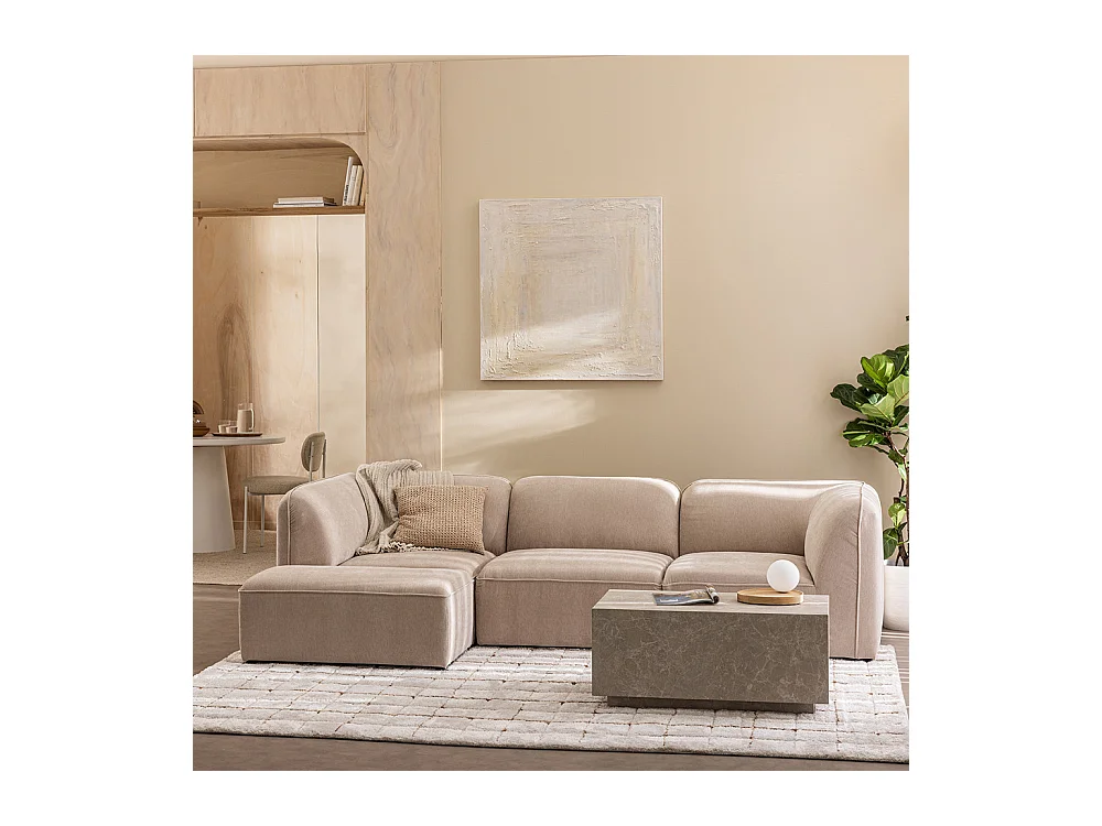 Noor - Pouf pour canapé modulable en tissu - Beige