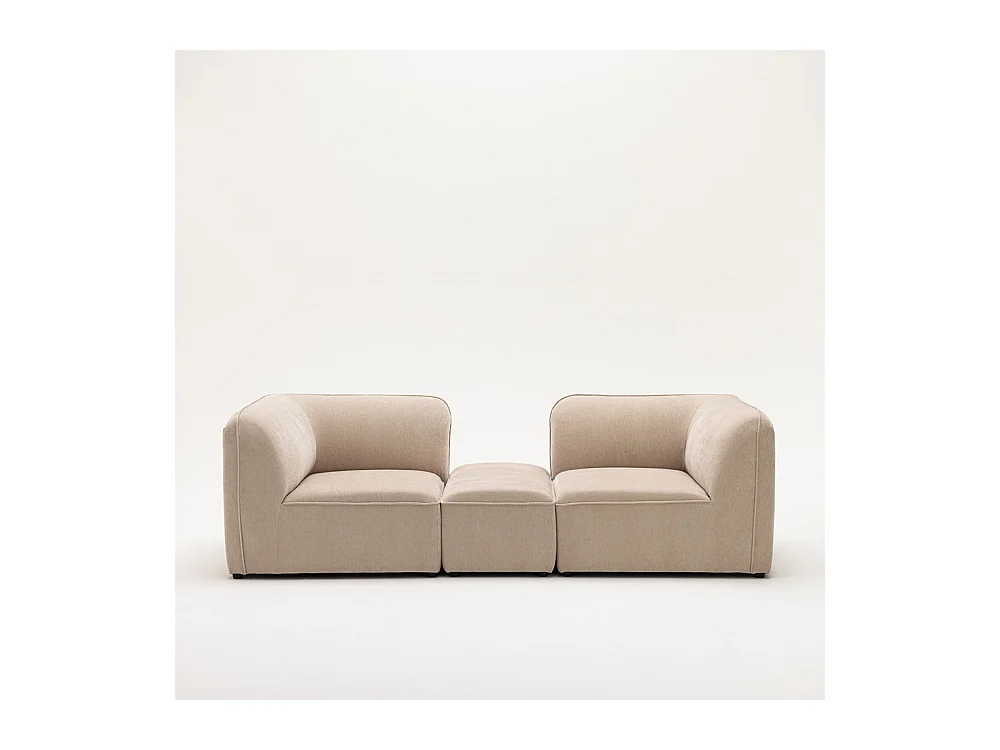 Noor - Pouf pour canapé modulable en tissu - Beige