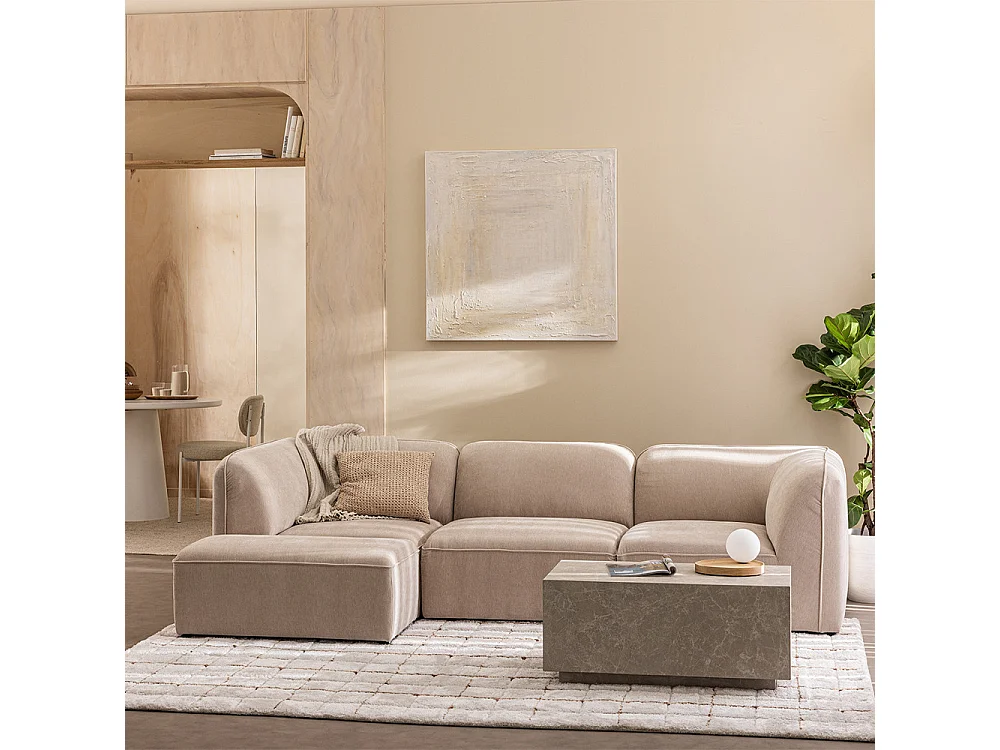 Noor - Pouf pour canapé modulable en tissu - Beige