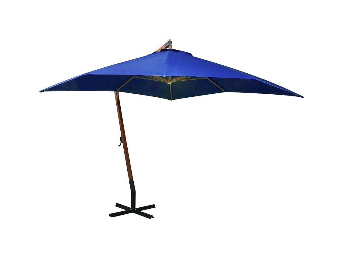 Gryndis  Parasol de jardin suspendu avec mât bleu azuré bois de sapin