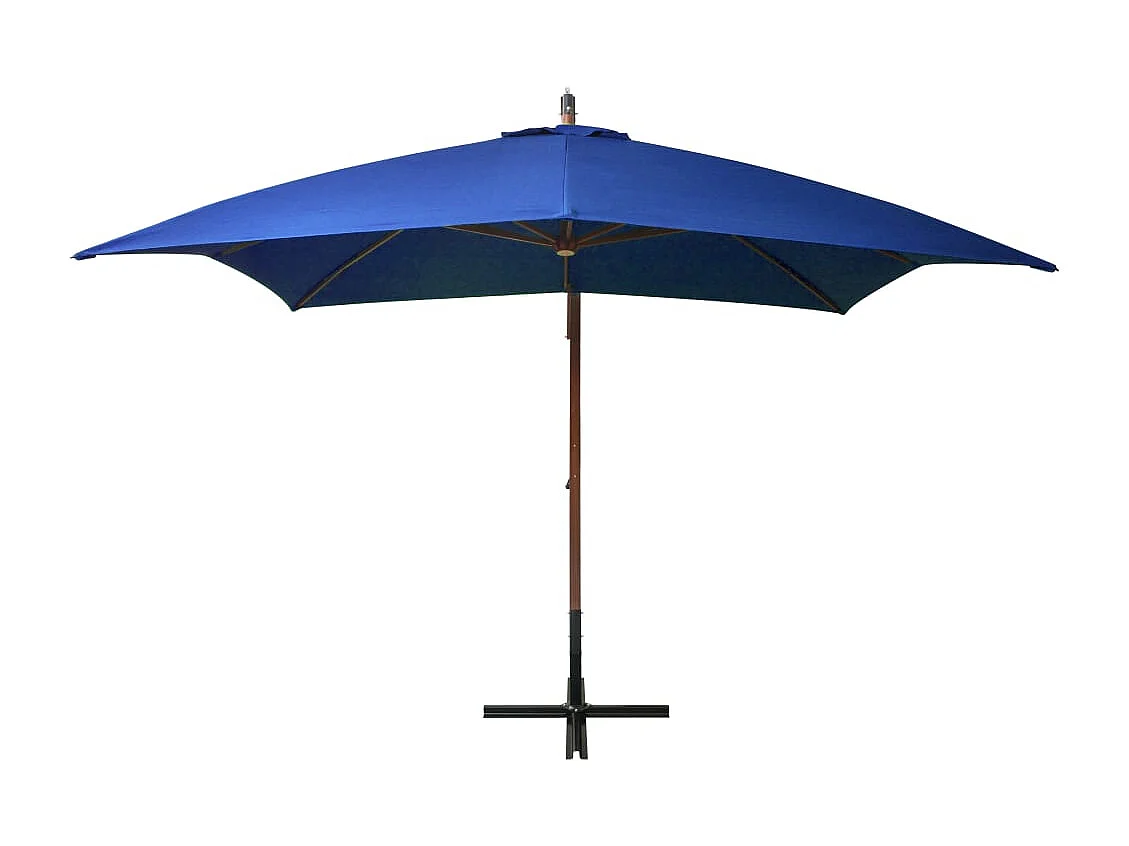 Gryndis  Parasol de jardin suspendu avec mât bleu azuré bois de sapin