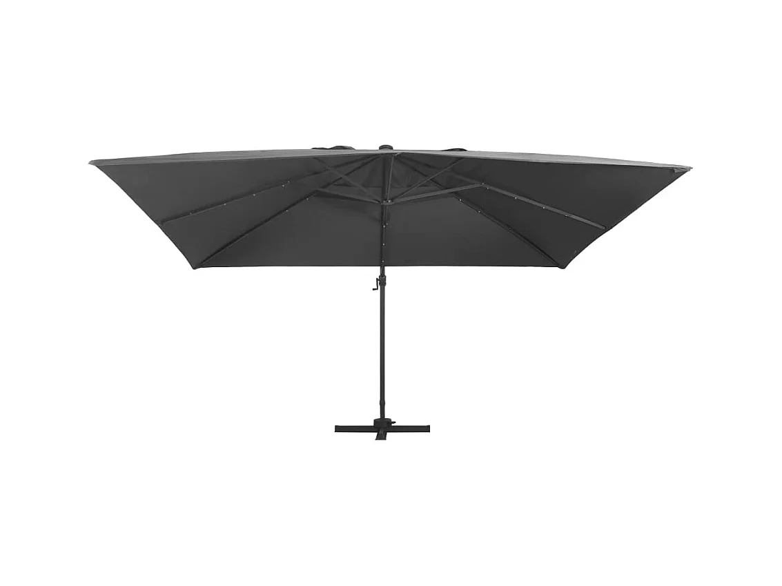 Ersan  Parasol de jardin en porte-à-faux lumières LED mât en aluminium