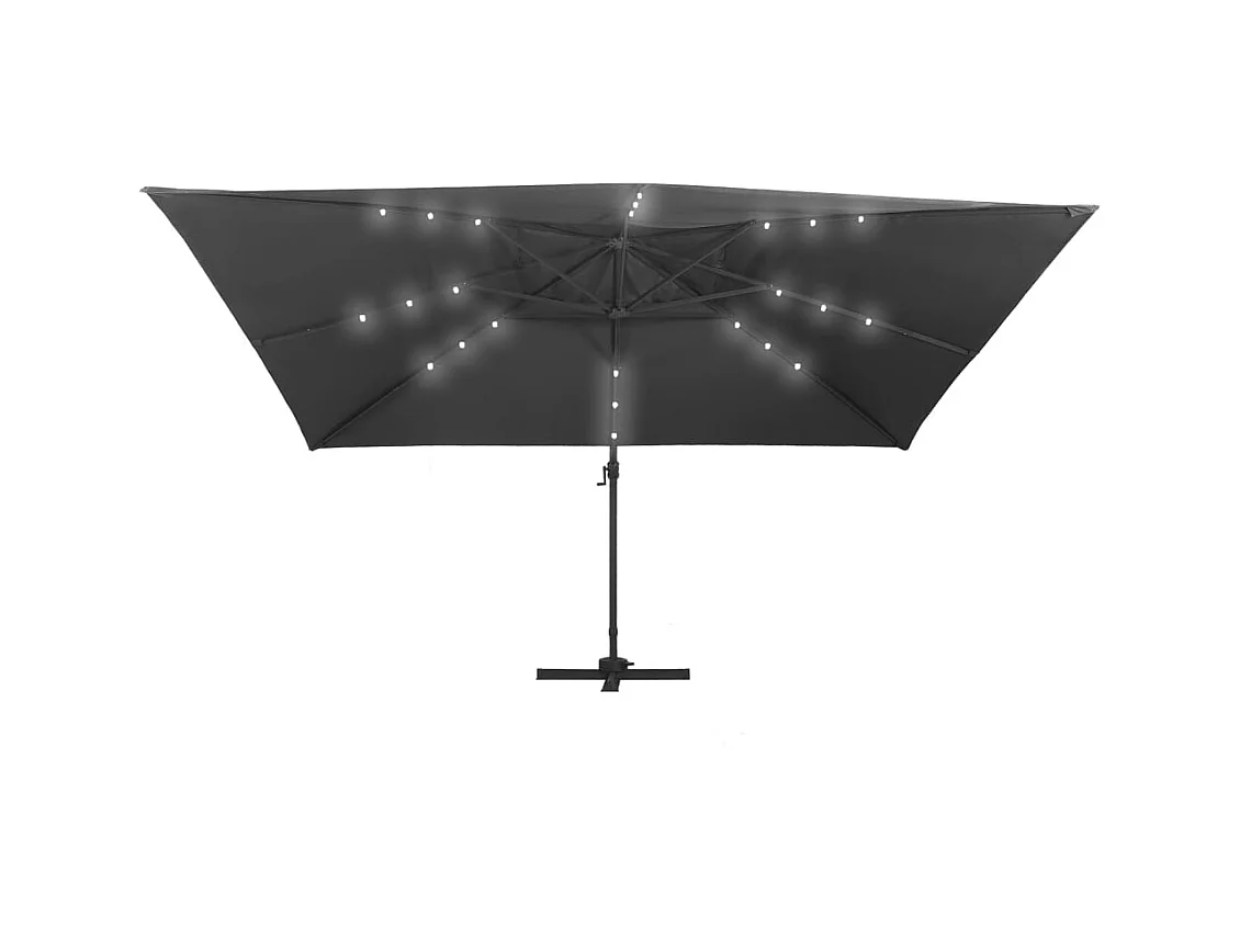 Ersan  Parasol de jardin en porte-à-faux lumières LED mât en aluminium