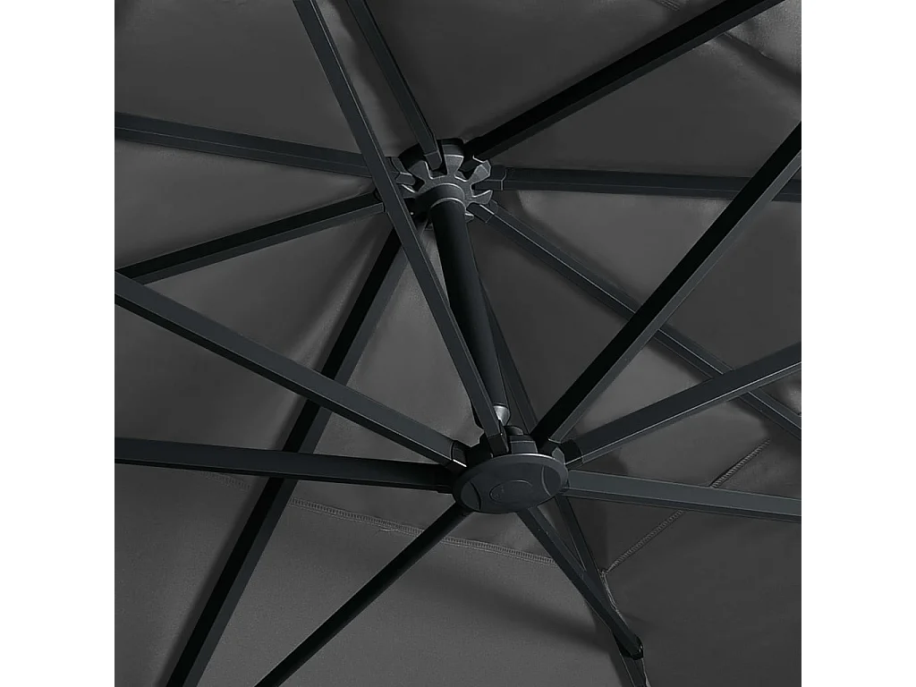 Ersan  Parasol de jardin en porte-à-faux lumières LED mât en aluminium