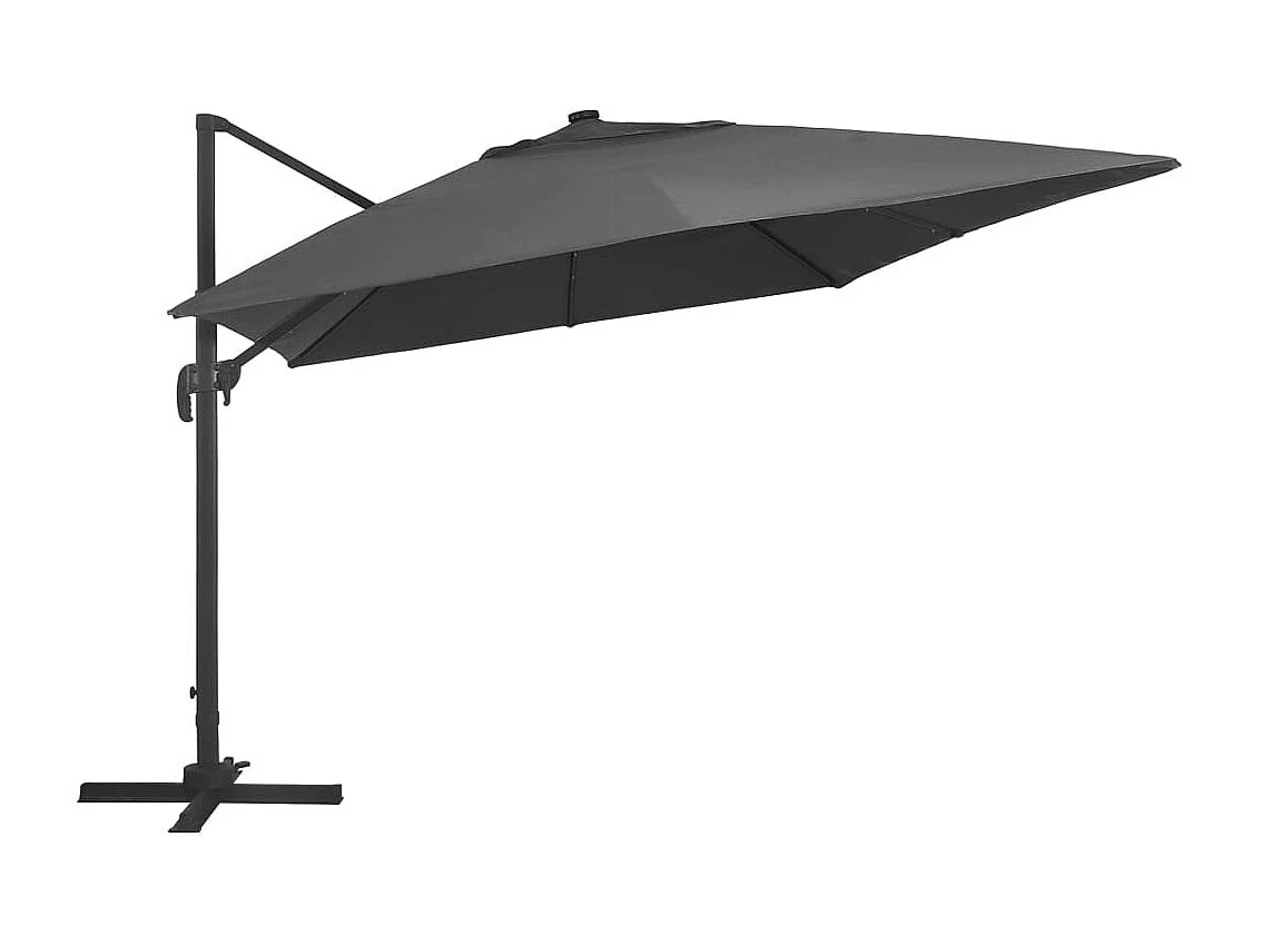 Ersan  Parasol de jardin en porte-à-faux lumières LED mât en aluminium