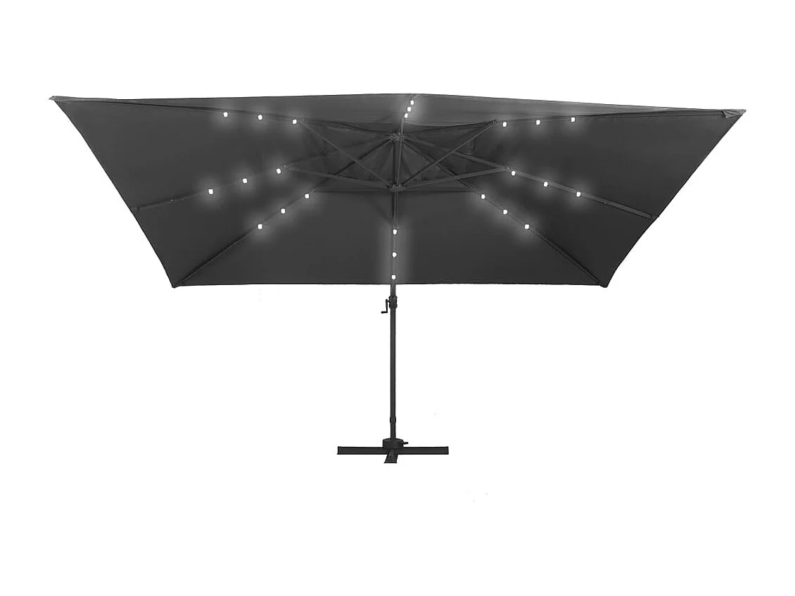 Ersan  Parasol de jardin en porte-à-faux lumières LED mât en aluminium