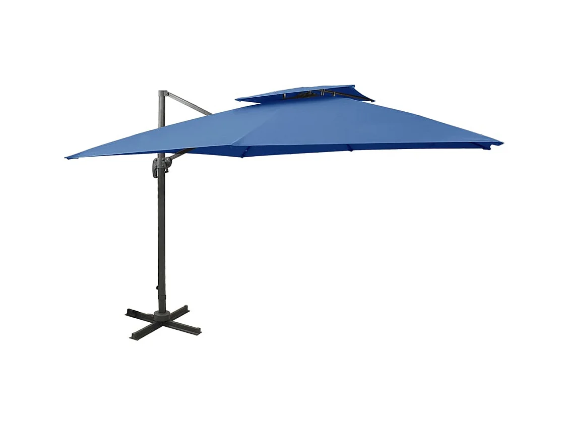 Zuienkerke  Parasol de jardin en porte-à-faux avec double toit bleu azur
