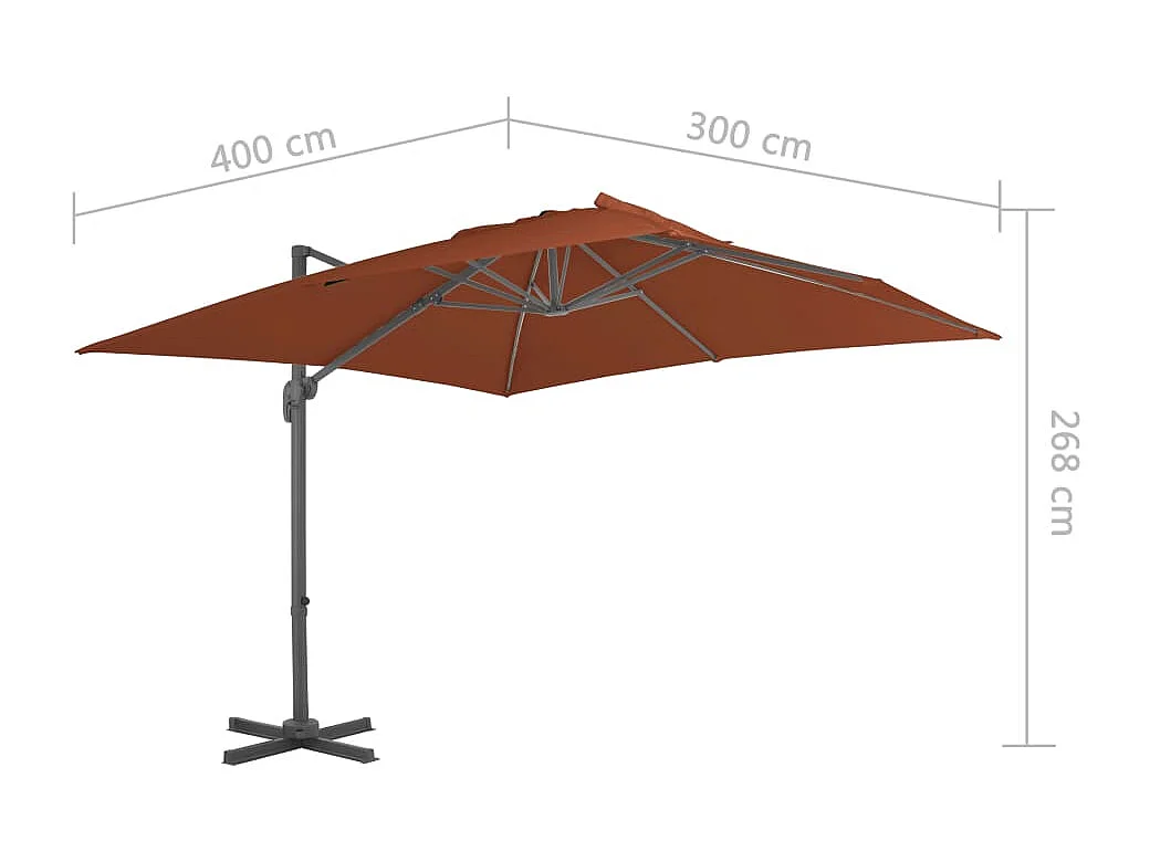 Church Point  Parasol de jardin en porte-à-faux avec mât en aluminium