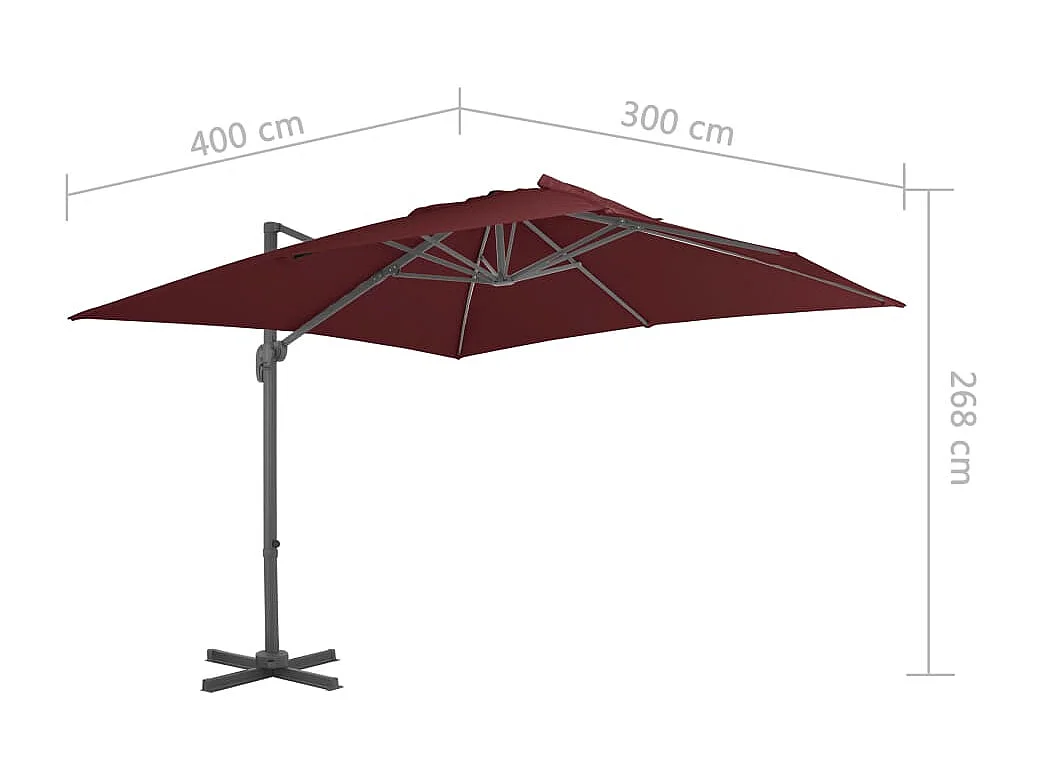 Church Point  Parasol de jardin en porte-à-faux avec mât en aluminium