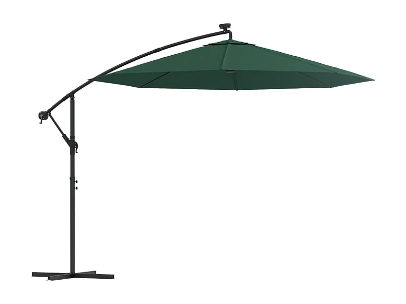 Carrickboy  Parasol avec éclairage LED 300 cm Poteau en métal Vert