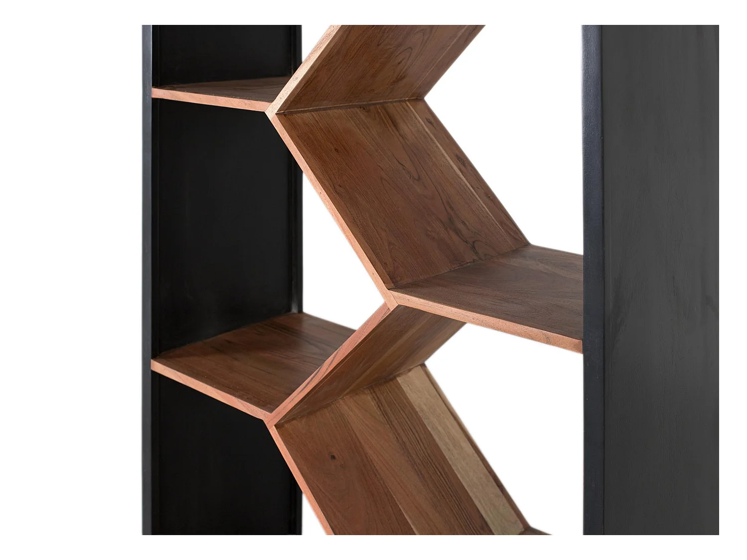 Bibliothèque en bois de manguier massif au design géométrique