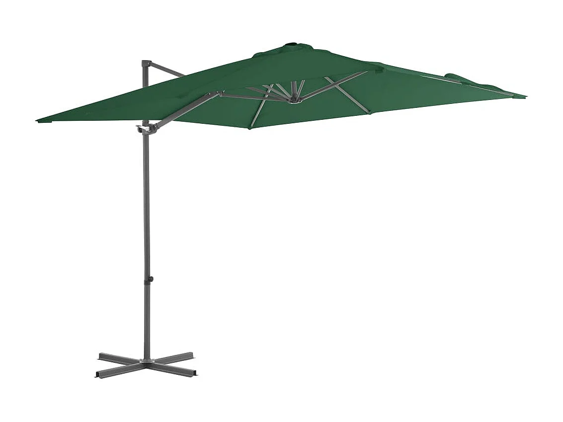 Forest Park  Parasol de jardin en porte-à-faux avec mât en acier vert