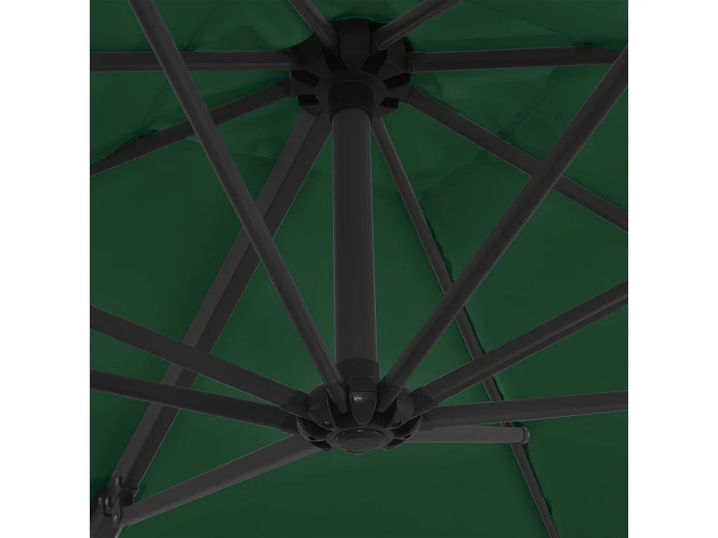 Forest Park  Parasol de jardin en porte-à-faux avec mât en acier vert