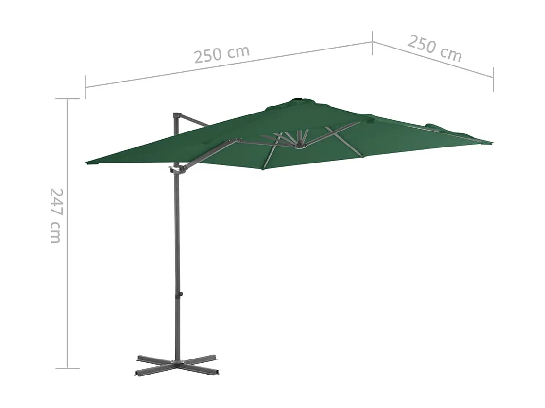 Forest Park  Parasol de jardin en porte-à-faux avec mât en acier vert