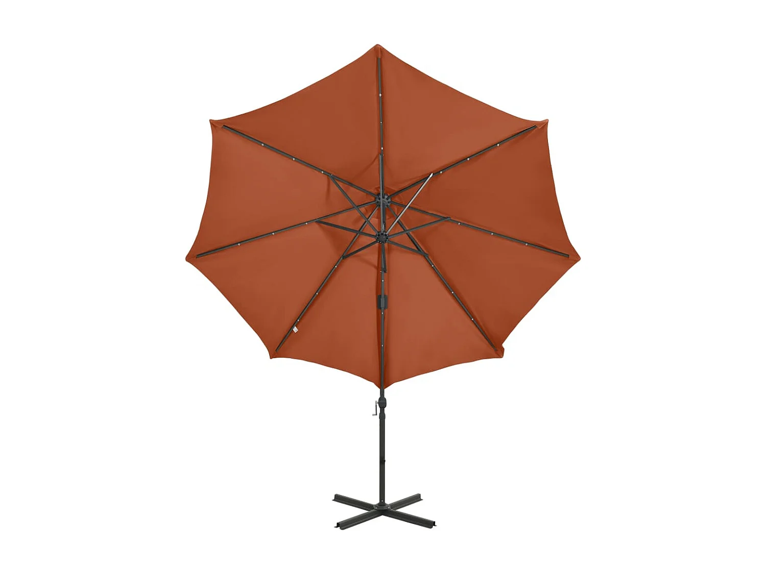 Remko  Parasol de jardin en porte-à-faux avec mât et lumières LED