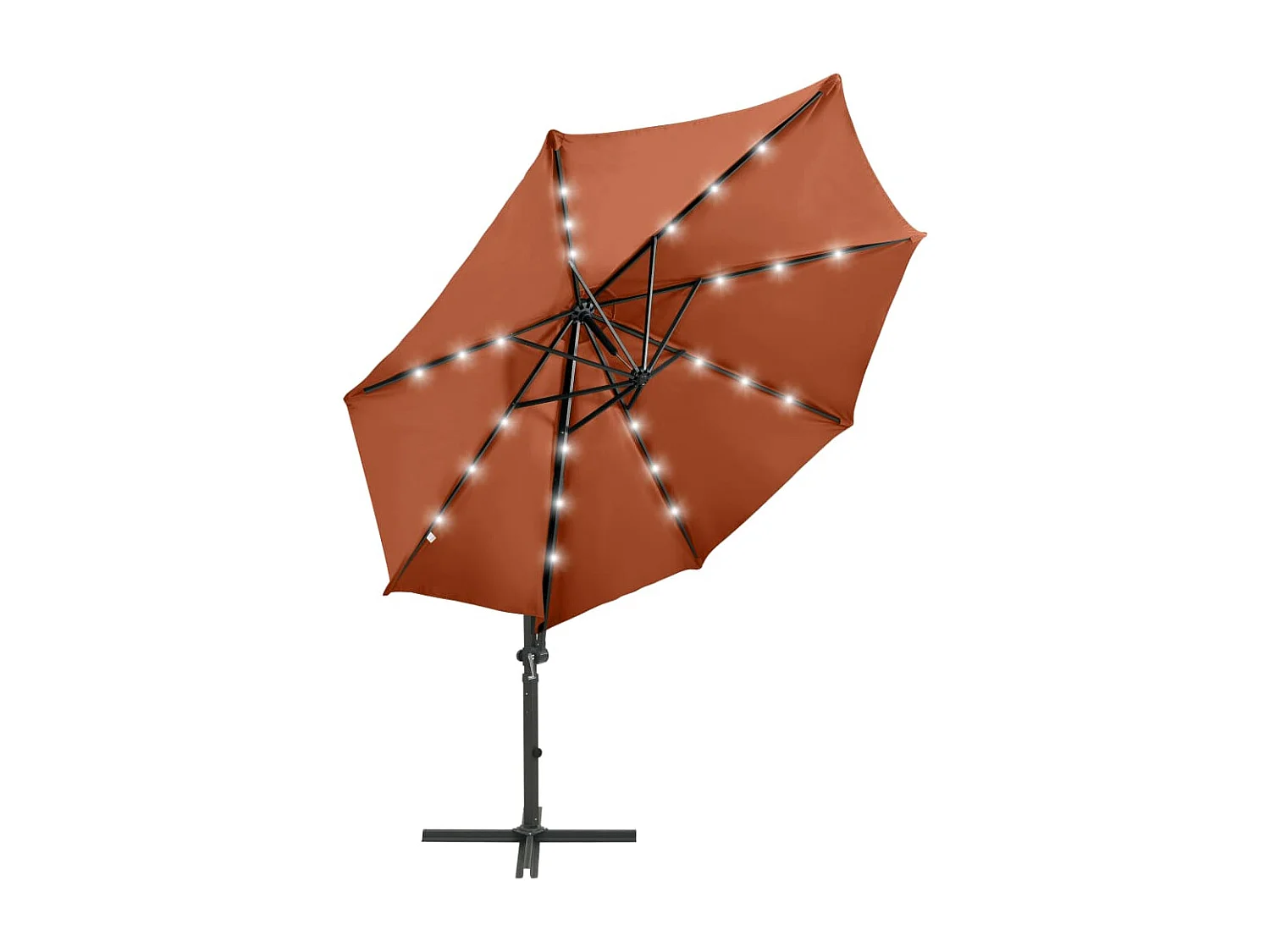 Remko  Parasol de jardin en porte-à-faux avec mât et lumières LED