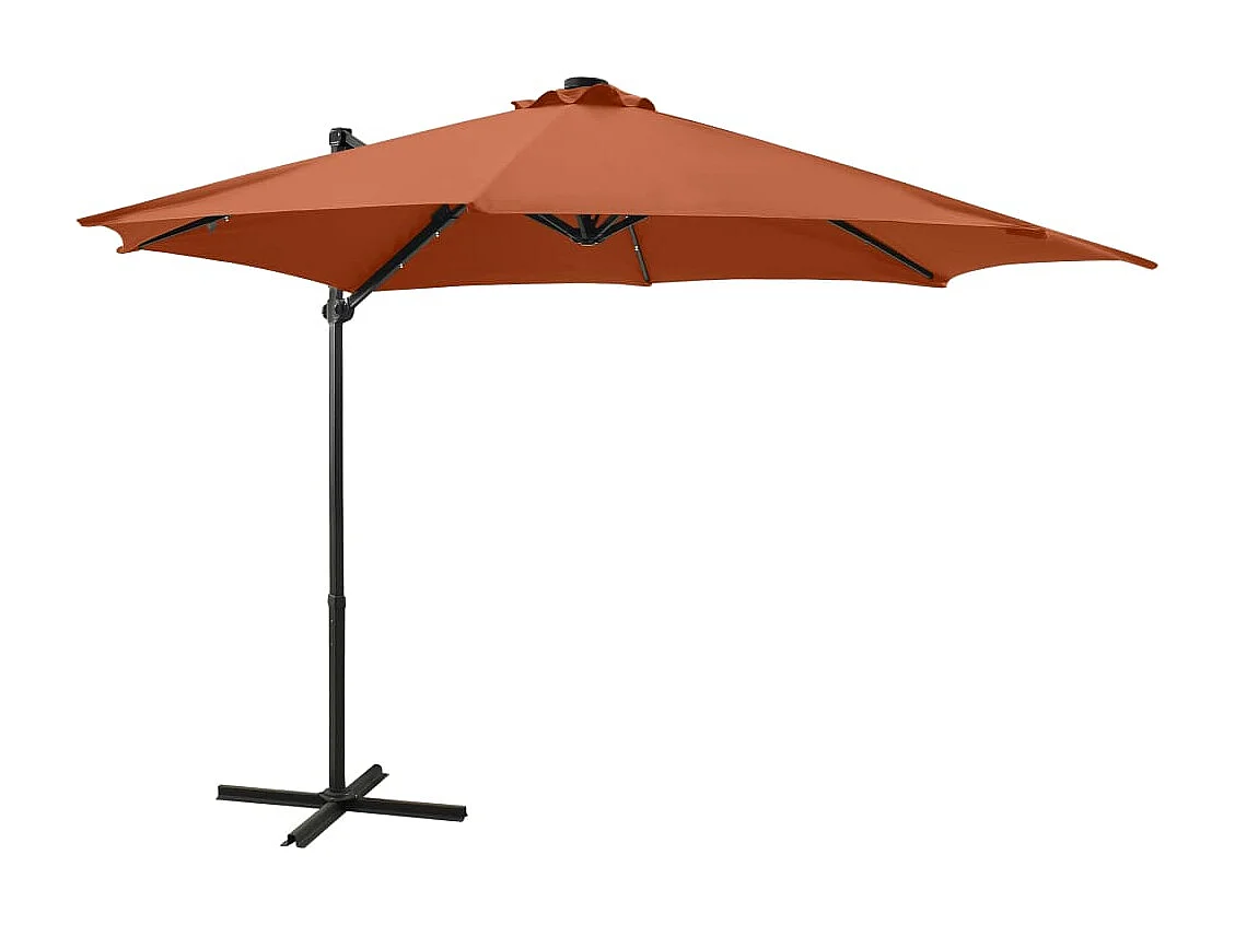 Remko  Parasol de jardin en porte-à-faux avec mât et lumières LED
