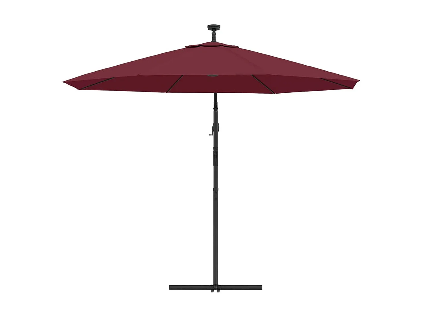 Carrickboy  Zweefparasol met LED en stalen paal wijnrood