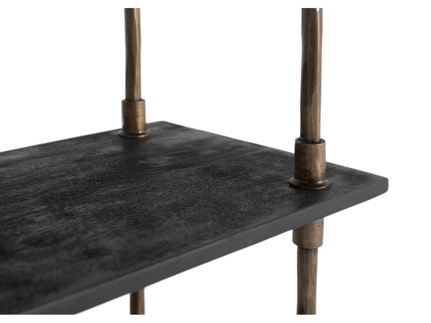 Industriële boekenkast in metaal en hout, zwart en brons